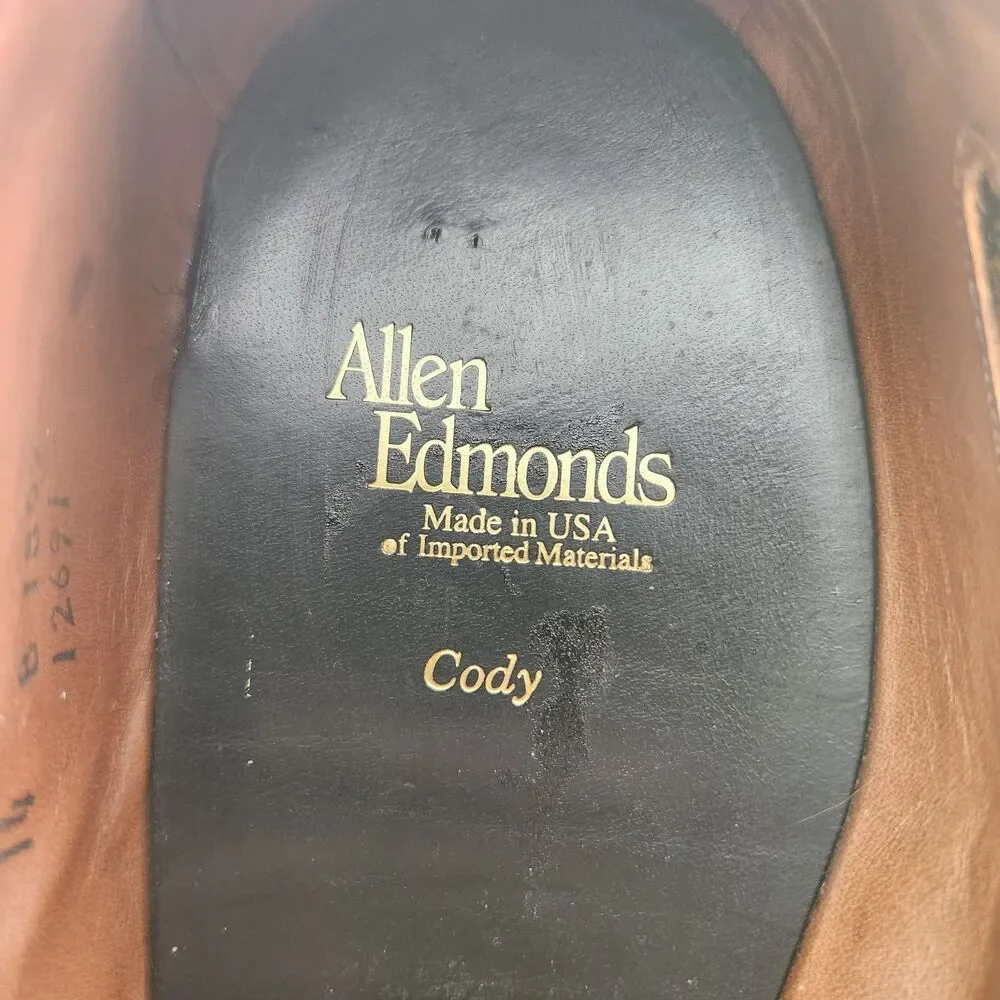 Allen Edmonds Cody Chili Weave Loafers Mens Sz 14 B Brown Leather Kiltie Tassel